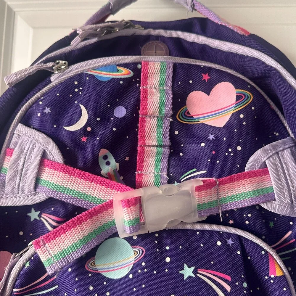 Pottery Barn Kids Mackenzie Rainbow Heart Galaxy Glow-in-the-Dark Backpack Large